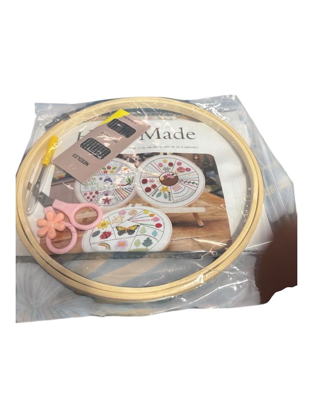 Hand Embroidery Starter Kit with Pink Scissors